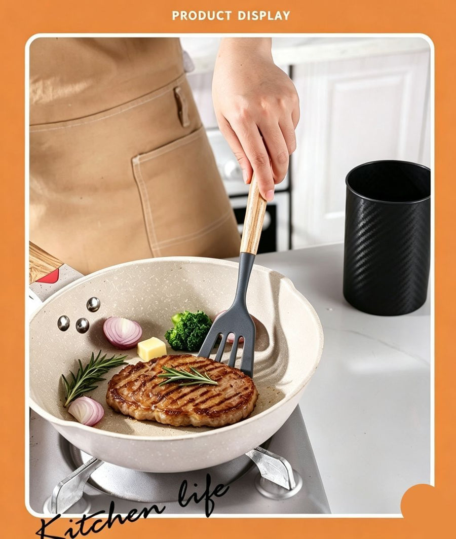 Silicone Kitchen Utensils 12‑Piece Set Black,Spatula & Soup Spoon Cookware Safe for Non‑Stick Pans,Household Cooking Gadget for Party Prep,Christmas Halloween Housewarming Gift