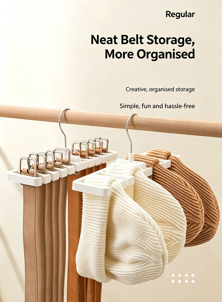 Wardrobe Belt Hanger Holder,10‑Slot Multi‑Purpose Storage Rack for Ties and Scarves,Black 2‑Pack,Home Closet Sorting Gadget,Christmas Halloween Housewarming Gift