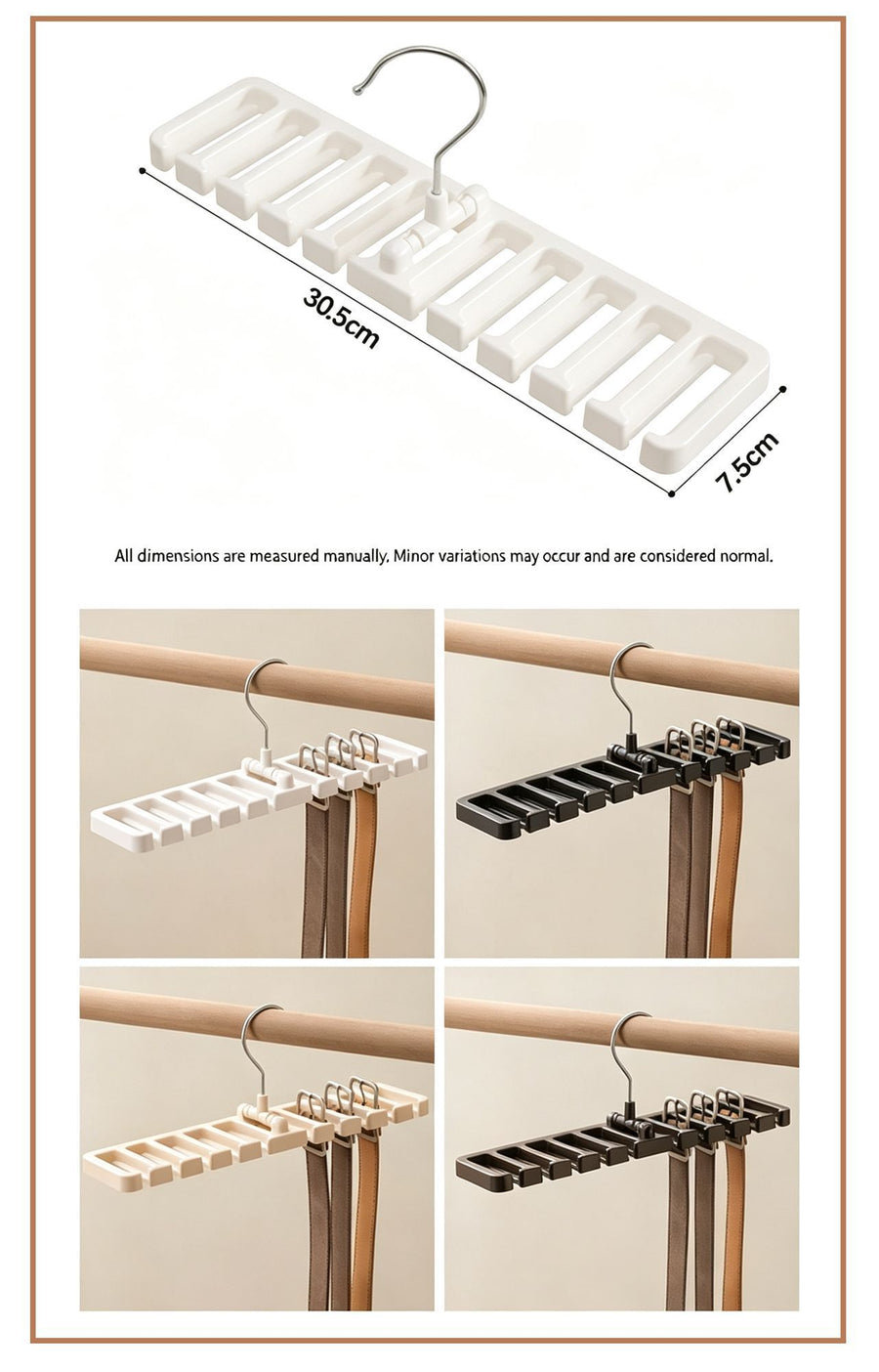 Wardrobe Belt Hanger Holder,10‑Slot Multi‑Purpose Storage Rack for Ties and Scarves,Black 2‑Pack,Home Closet Sorting Gadget,Christmas Halloween Housewarming Gift