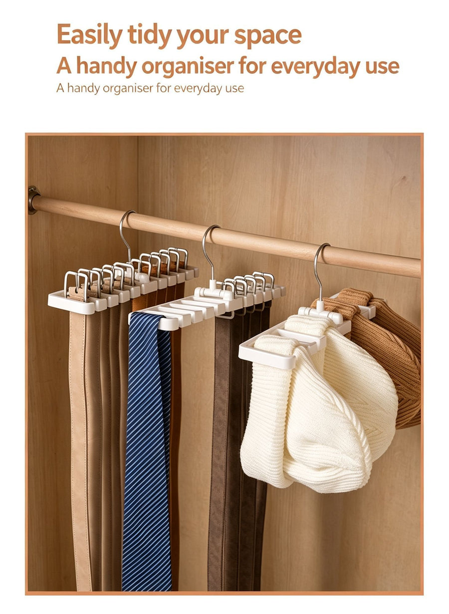 Dual‑Tone Wardrobe Accessory Hanger,10‑Slot Multi‑Function Storage Holder for Belts Scarves Ties,Brown & Black 2‑Pack,Closet Tidy Tool,Christmas Halloween Household Practical Gift