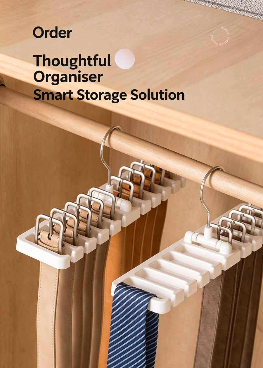 Dual‑Tone Wardrobe Accessory Hanger,10‑Slot Multi‑Function Storage Holder for Belts Scarves Ties,Brown & Black 2‑Pack,Closet Tidy Tool,Christmas Halloween Household Practical Gift