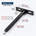 5" Black Hidden T Shelf Bracket 4Pcs w/ 5x60&5x80 Screws