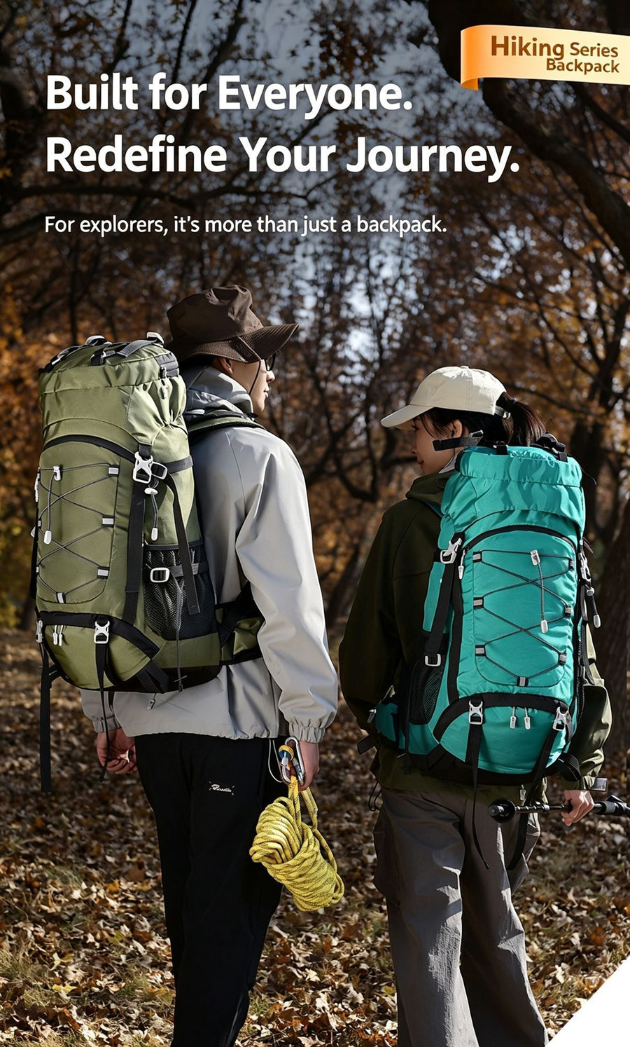 Adjustable Volume Outdoor Rucksack 60L Red,Nylon Travel Backpack With Rain Cover,Durable Pack for Hiking & Camping Trips,Christmas Halloween Holiday Adventure Present