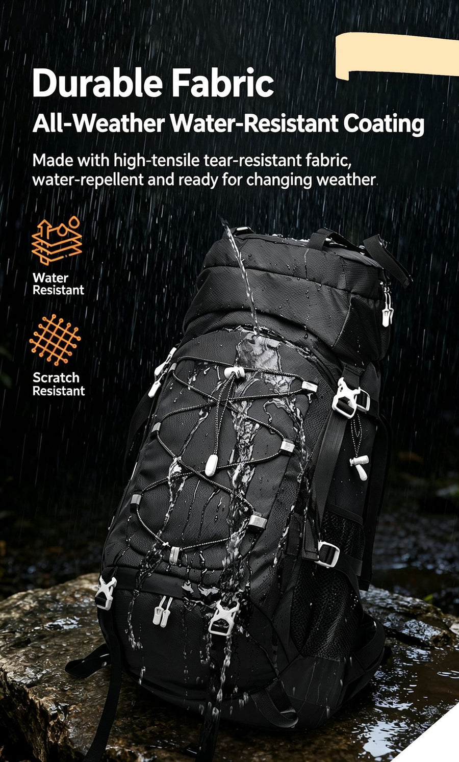 Adjustable Volume Outdoor Rucksack 60L Red,Nylon Travel Backpack With Rain Cover,Durable Pack for Hiking & Camping Trips,Christmas Halloween Holiday Adventure Present