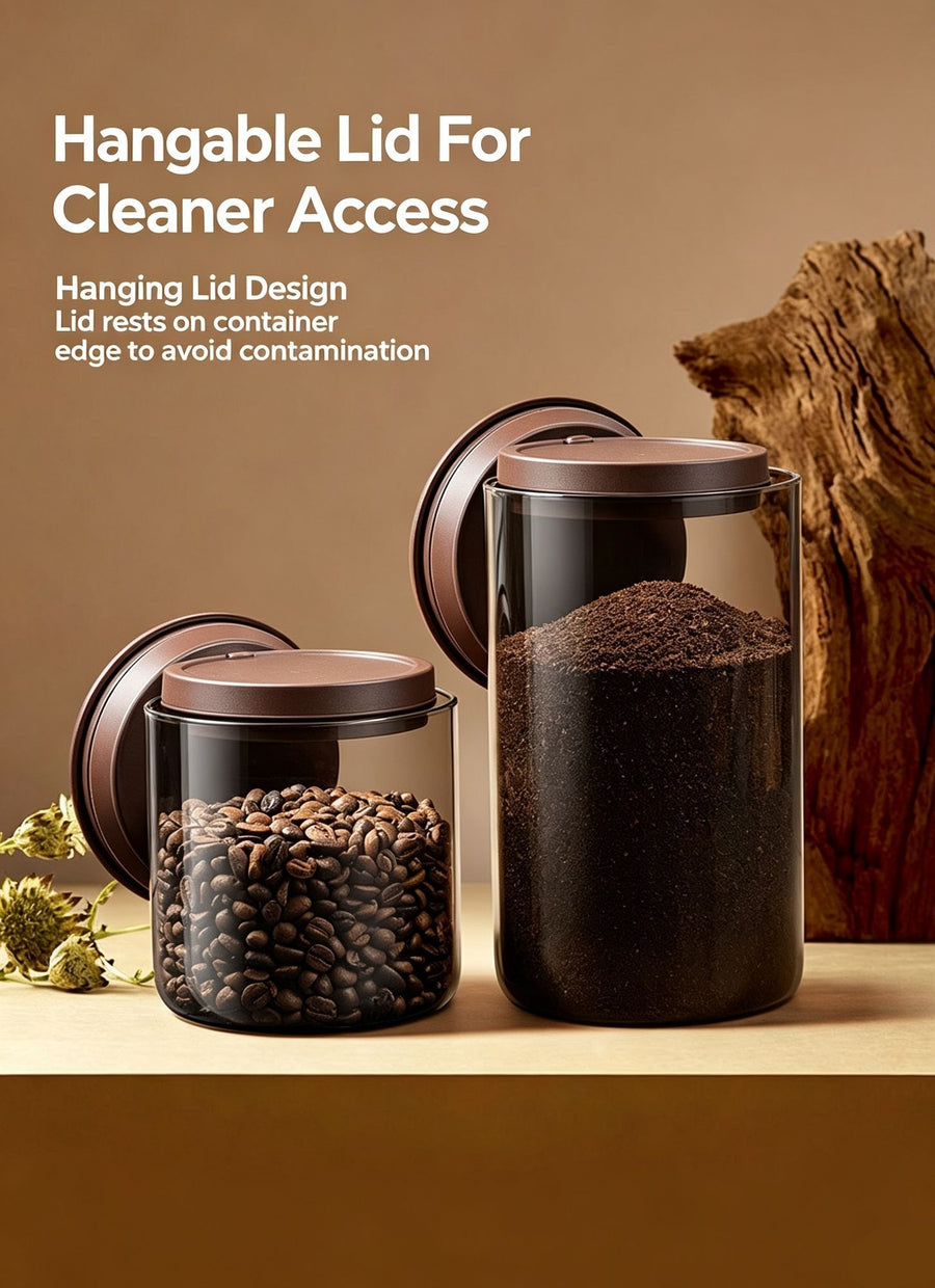 Transparent Brown Lid Glass Airtight Storage Vessel 600ml Round High Borosilicate Jar,Multi‑Use Sealed Canister for Coffee Beans Tea & Ground Coffee,Pantry Sorting Gadget,Christmas Halloween Practical Kitchen Gift
