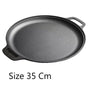Heavy Duty Double Handle Cast Iron Griddle, Uncoated Solid Iron Pan for Steak, Pork Chops & Breakfast Pancakes, 35cm Griddle, Compatible with BBQ, Induction & Campfire, Christmas & Halloween Kitchen Gift