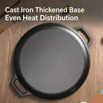 Dual Ear Uncoated Cast Iron Flat Griddle, Thick Solid Iron Skillet for Searing Meat, Flatbread & Seafood, 30cm Griddle, Durable Multi-Purpose Home Cookware, Christmas & Halloween Housewarming Present