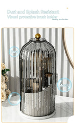 Rotatable Birdcage Desktop Storage Organiser, Dustproof Split Holder for Skincare Products, Stationery, Toiletries & Tableware, Transparent Grey, Christmas & Halloween Home Decor Gift