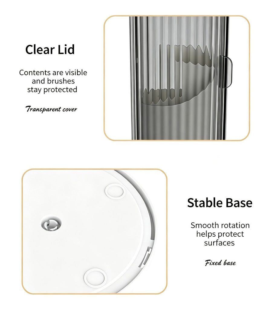 Rotatable Birdcage Desktop Storage Organiser, Dustproof Split Holder for Skincare Products, Stationery, Toiletries & Tableware, Transparent Grey, Christmas & Halloween Home Decor Gift