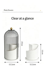 Rotating Birdcage Multi-use Storage Caddy, Dustproof Divided Organiser for Cosmetics, Cutlery, Toothbrushes & Stationery, Transparent White, 2 Pack, Christmas & Halloween Housewarming Gift