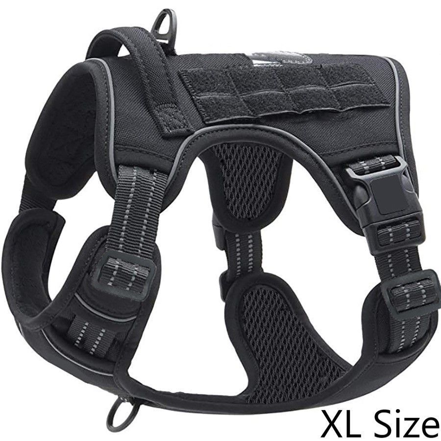 Pet Dog Reflective Mesh Harness Adjustable Vest With Comfort Handle Popular Christmas Holiday Gift Black Size XL