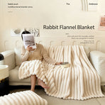 Cozy Rabbit Plush Nap Blanket Thickened Flannel Milk Fleece Office Leg Throw Dark Grey 120×200cm Nice Christmas Present