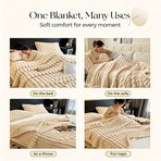 Premium Rabbit Fleece Double Blanket Thick Flannel Milk Fleece Bed Throw Matcha Green 200×230cm Perfect Christmas Gift