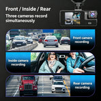 Night Vision 3 Channel Car Dash Cam Triple Record Front Cabin Rear with 32G Card Great Christmas Present