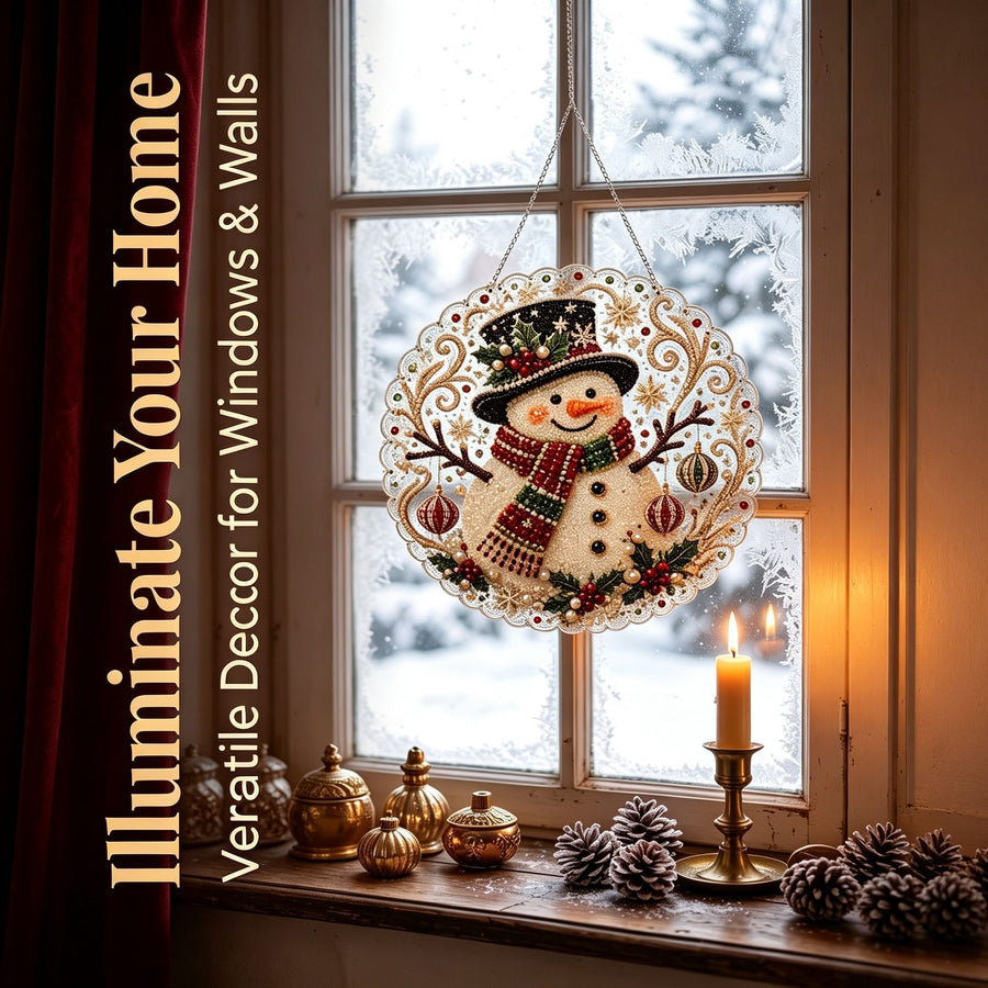 Snowflake Shape Acrylic Pearl Painting 20x20cm Stretched Frame Pearl Kit Tools Santa Claus Version A Recommended Christmas Holiday Gift