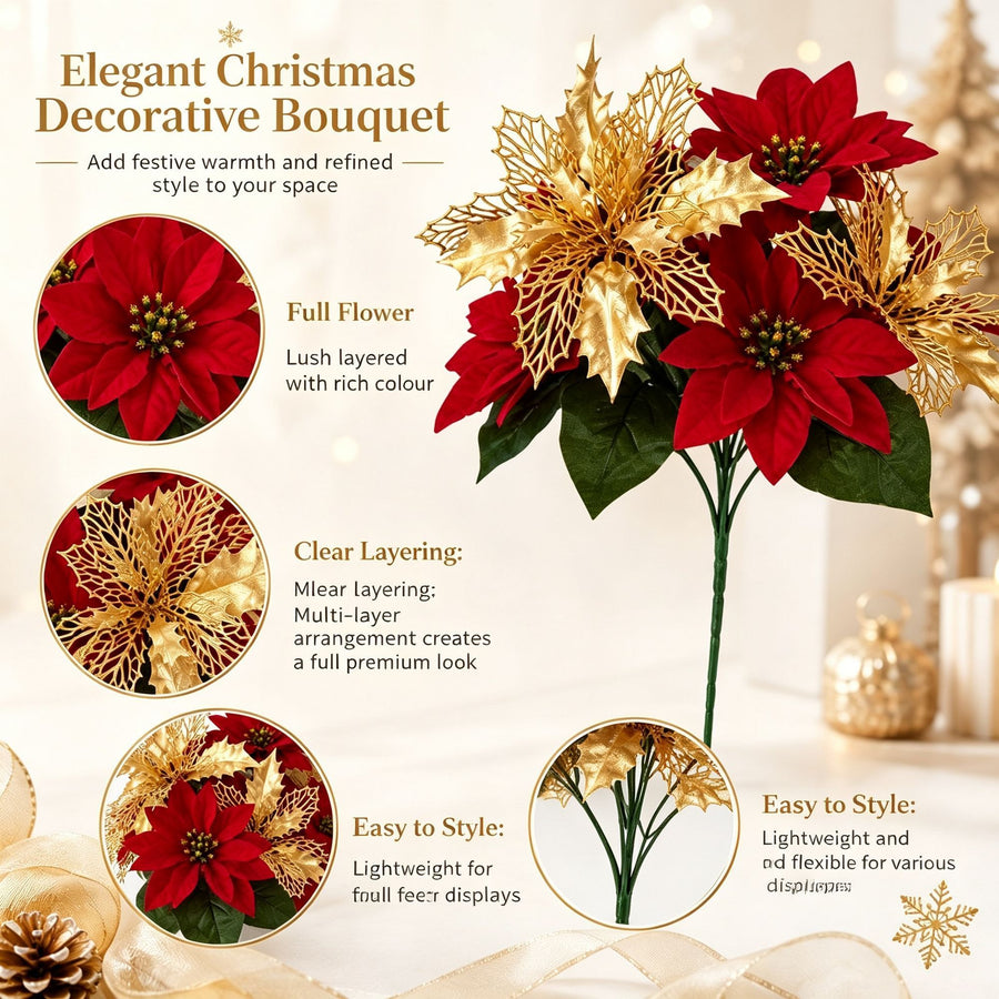 Christmas Single Flower Stem Artificial Floral Pick SD61 2 Pcs Perfect Christmas Gift