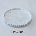 Marble Print Silicone Wavy Edge Round Tray Multi-Use Storage Tray for Jewelry Aroma Base White Marble 30.5cm 415g Popular Christmas Holiday Gift