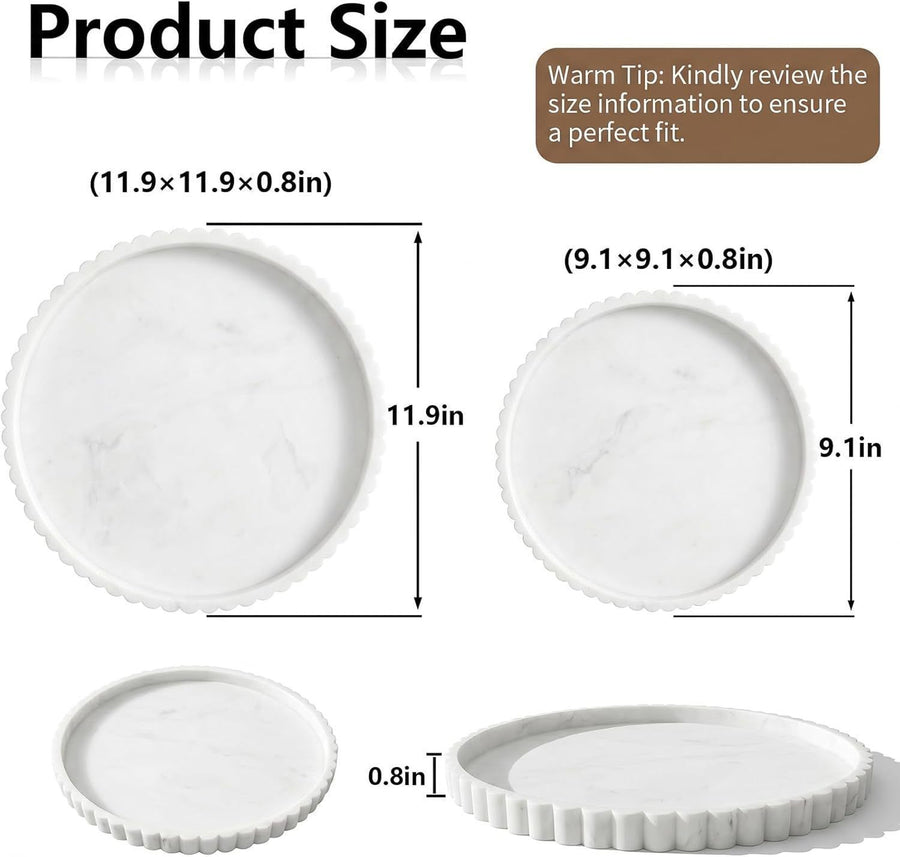 Marble Pattern Silicone Wavy Lace Round Tray Jewelry Trinket Organizer Aroma Base Black Marble 23cm 265g for Christmas Gifting