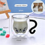 High Borosilicate Glass Cartoon Cat Cup Double Wall Insulated Drink Mug with Handle Black Cat Pearl Cotton + Paper Box Ideal Christmas Gift