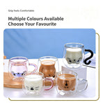 Clear Cartoon Bear Double Wall Glass Mug High Borosilicate with Handle Insulated Drink Cup Pearl Cotton + Paper Box Perfect Christmas Gift