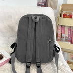Women's Bow Decor Corduroy Backpack Large Capacity School Travel Commuter Bag White with Black Great Christmas Present