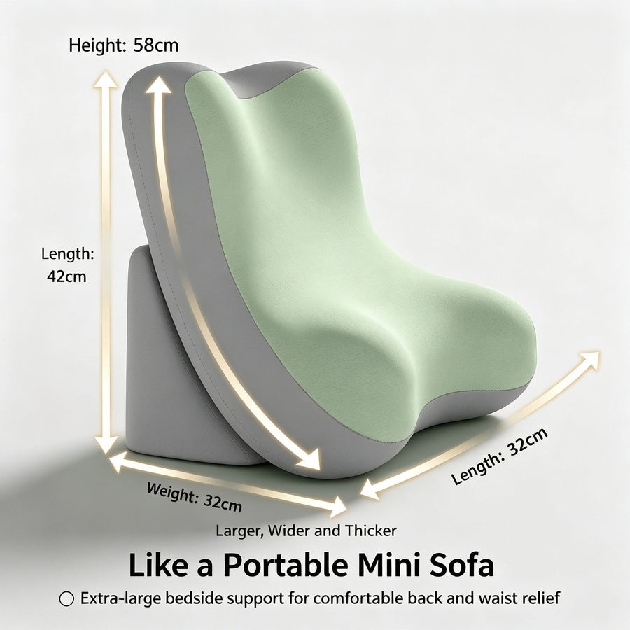 Multi-Function Split Back Support Pillow Bed Sofa Reading Cushion Neck Lumbar Protection Blue Grey Color Block Standard Suitable for Christmas Gifting