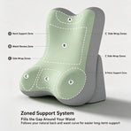 Multi-Function Split Back Support Pillow Bed Sofa Reading Cushion Neck Lumbar Protection Blue Grey Color Block Standard Suitable for Christmas Gifting
