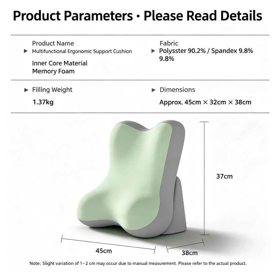 Multi-Function Split Back Support Pillow Bed Sofa Reading Cushion Neck Lumbar Protection Blue Grey Color Block Standard Suitable for Christmas Gifting