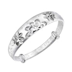 Retro Sunflower Bracelet for Women Solid Push-Pull Adjustable Bangle Elderly Gift Silver Ideal Christmas Gift