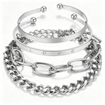 Retro Irregular Bracelet Set Women Layered Bangle Set Minimalist Hand Jewelry h55225 Ideal Christmas Gift