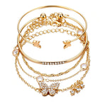 Chic Stackable Irregular Bangle Set Women Retro Bracelet Set h564 Ideal Christmas Gift