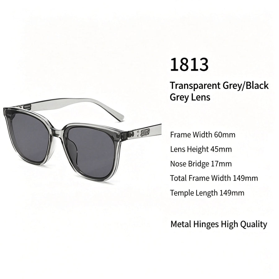 Sheer Clear Grey Frame Dark Grey Lens Cat Eye Sunglasses UV400, Lightweight Subtle Cool Daily Vibe, Nice Christmas Present
