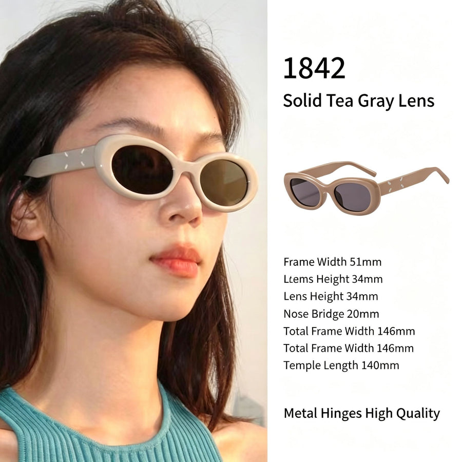 Solid Taupe Grey Lens Cat Eye Sunglasses UV400 Protection, Warm Tea Tone Casual Everyday Look, Perfect Christmas Gift