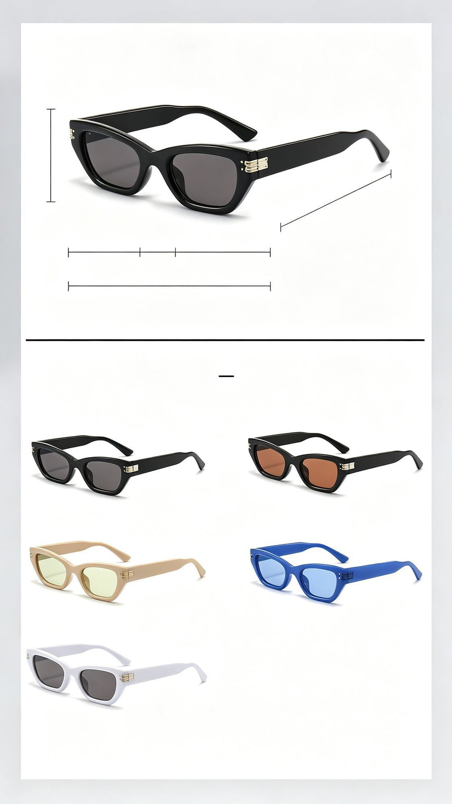 Bold Black Frame White Lens Cat Eye Sunglasses UV400 Blocking, High Contrast Edgy Street Fashion, Suitable for Christmas Gifting