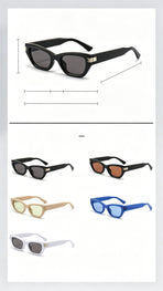 Polished Glossy Black Frame Brown Lens Cat Eye Sunglasses UV400, Retro Premium Outfit Upgrade Look, Perfect Christmas Gift