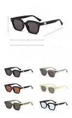 Cool Monochrome Blue Frame Blue Lens Cat Eye Sunglasses UV400 Blocking, Modern Futuristic Minimalist Style, for Christmas Gifting