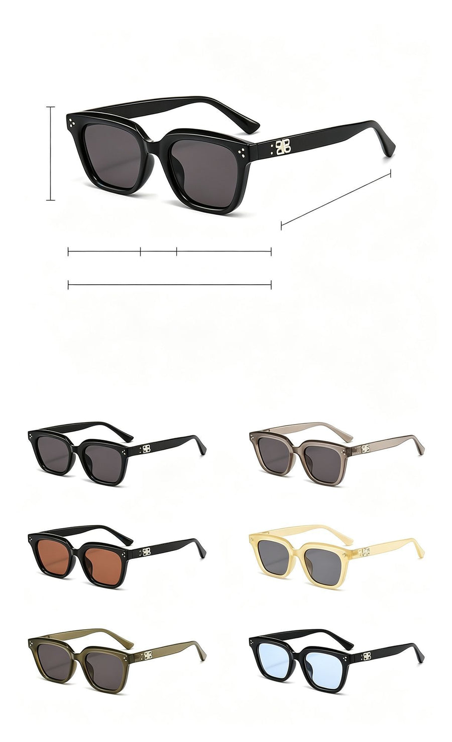 Cool Monochrome Blue Frame Blue Lens Cat Eye Sunglasses UV400 Blocking, Modern Futuristic Minimalist Style, for Christmas Gifting