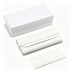 3-Piece White Eyewear Accessory Kit, Premium Gift Box + Protective Pouch + Lens Cloth, Neat Glasses Storage Solution, Great Christmas Present