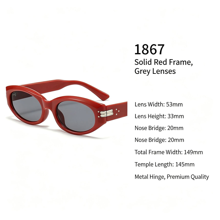 Bold Solid Red Frame Grey Lens Cat Eye Sunglasses UV400, Eye-Catching Statement Street Fashion, for Christmas Gifting