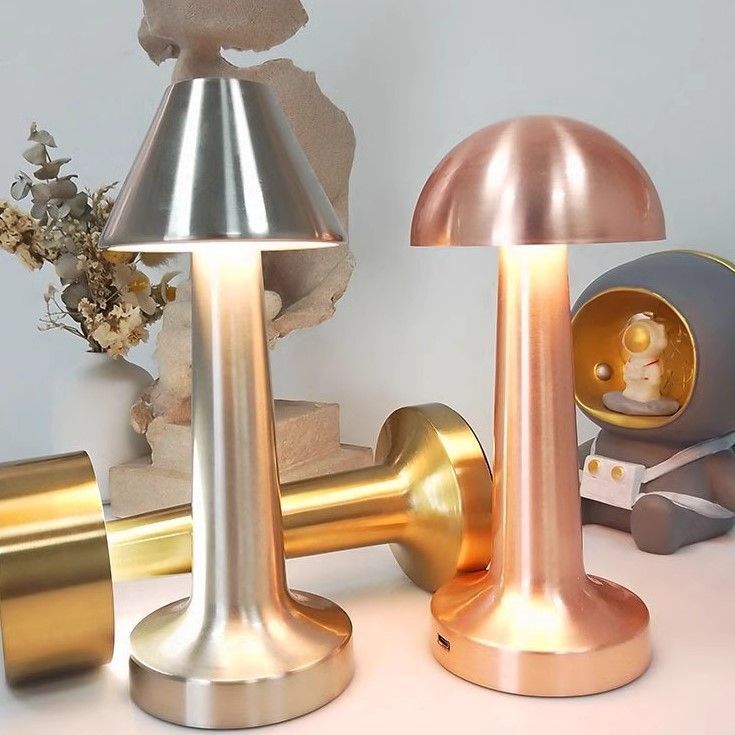 3-Color Dimmable LED Tap Lamp Silver Dumbbell E Style, USB Rechargeable Minimalist Metal, Study Desktop Touch Control Light, Perfect Christmas Gift