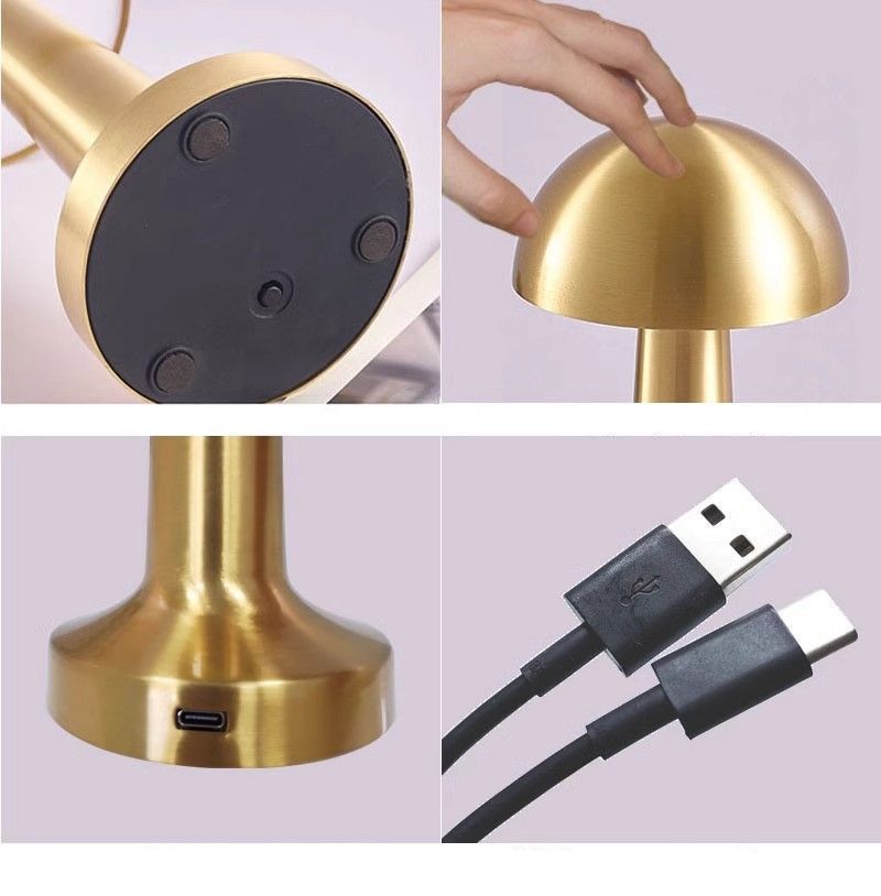 3-Color Dimmable LED Tap Lamp Silver Dumbbell E Style, USB Rechargeable Minimalist Metal, Study Desktop Touch Control Light, Perfect Christmas Gift