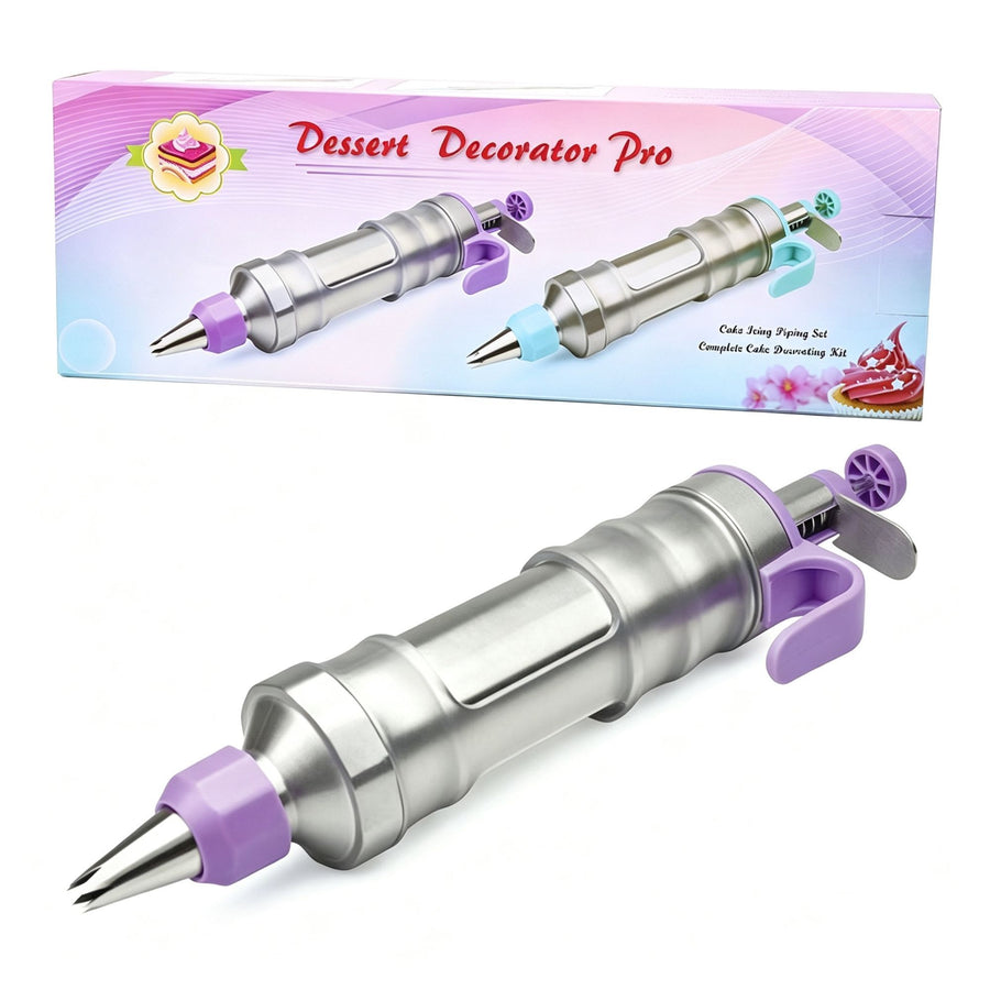 Premium Purple Manual Cookie Icing Gun Set with 6 Piping Nozzles, Sleek DIY Home Baking Tool, High-End Cream Pastry Decorating Equipment, Popular Christmas Holiday Gift
