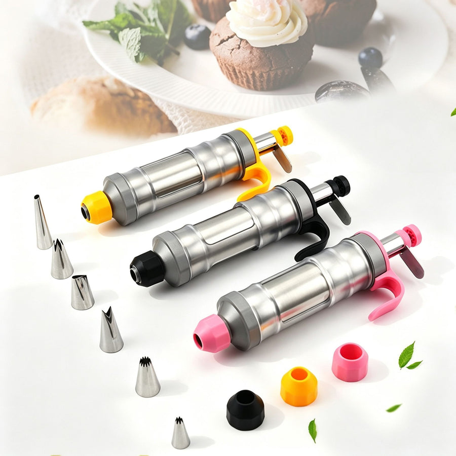 Premium Purple Manual Cookie Icing Gun Set with 6 Piping Nozzles, Sleek DIY Home Baking Tool, High-End Cream Pastry Decorating Equipment, Popular Christmas Holiday Gift