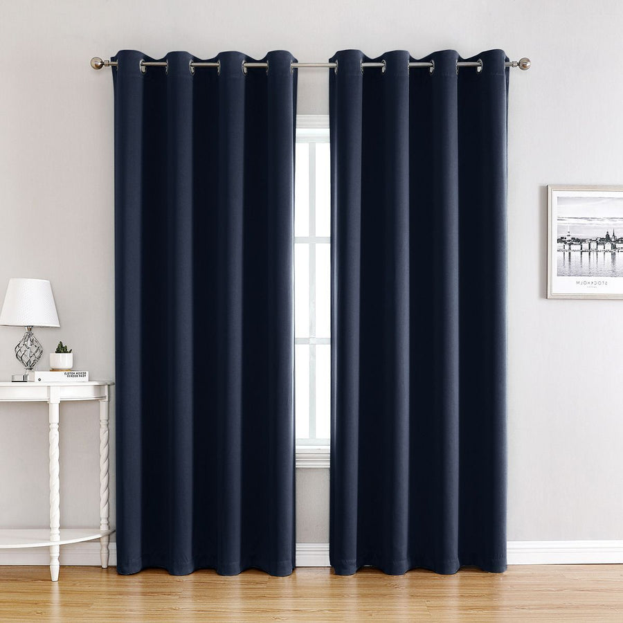 Navy Blue | Approx. 55x69 Inch Single Panel | 670g Per Panel | 210GSM Anti-Glare Blackout Curtains, Grommet Top 2 Panels, Screen-Friendly Drapes for Home Office & Gaming Room, for Christmas Gifting