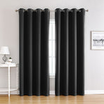 Black | Approx. 39x51 Inch Single Panel | 363g Per Panel | 210GSM Stealth Blackout Curtains, Grommet Top 2 Panels, Industrial Small Window Drapes for Entryway & Utility Room, Ideal Christmas Gift