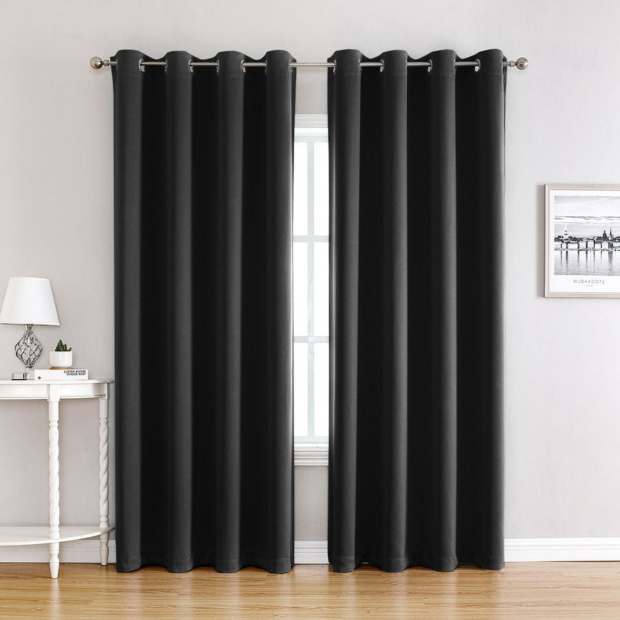 Black | Approx. 39x51 Inch Single Panel | 363g Per Panel | 210GSM Stealth Blackout Curtains, Grommet Top 2 Panels, Industrial Small Window Drapes for Entryway & Utility Room, Ideal Christmas Gift