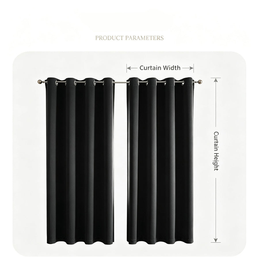 Black | Approx. 39x51 Inch Single Panel | 363g Per Panel | 210GSM Stealth Blackout Curtains, Grommet Top 2 Panels, Industrial Small Window Drapes for Entryway & Utility Room, Ideal Christmas Gift
