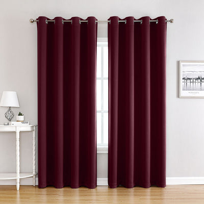 Wine Red | Approx. 39x51 Inch Single Panel | 363g Per Panel | 210GSM Retro Luxe Blackout Curtains, Grommet Top 2 Panels, Vintage Small Window Drapes for Entryway & Powder Room, Ideal Christmas Gift