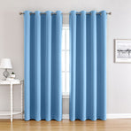 Blue | Approx. 55x94 Inch Single Panel | 866g Per Panel | 210GSM Full Blackout Curtains, Grommet Top 2 Panels, Mediterranean Style Floor Length Drapes for Sliding Glass Door, Ideal Christmas Gift
