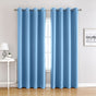 Blue | Approx. 55x94 Inch Single Panel | 866g Per Panel | 210GSM Full Blackout Curtains, Grommet Top 2 Panels, Mediterranean Style Floor Length Drapes for Sliding Glass Door, Ideal Christmas Gift